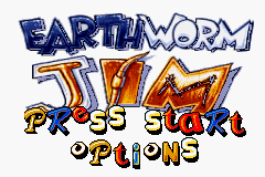 Earthworm Jim title screen for GameBoy Advance